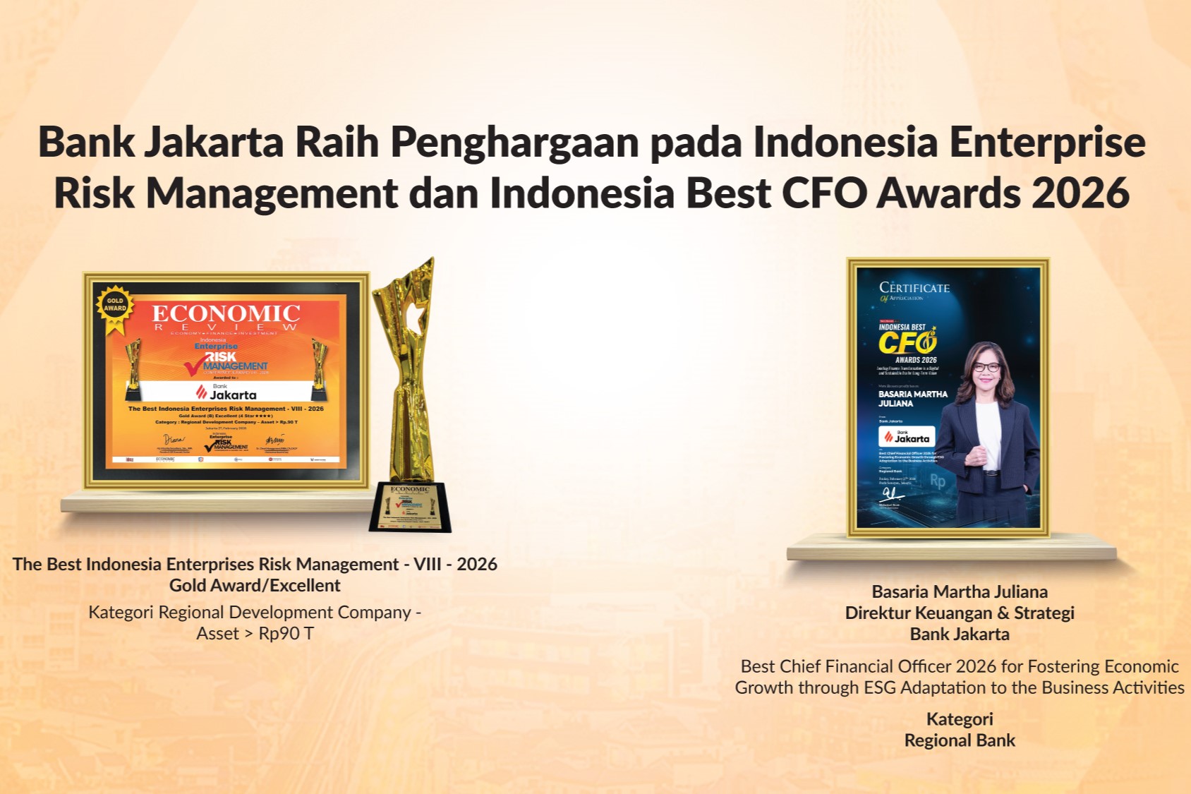 Dalam Sehari, Bank Jakarta Sabet Dua Penghargaan Bergengsi